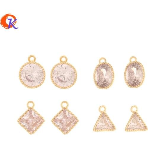 Cordial Design 30Pcs CZ Charms/Jewelry Accessories/Hand Made/Genuine Gold Plating/DIY Making/Rhinestone Pendant/Earring Findings