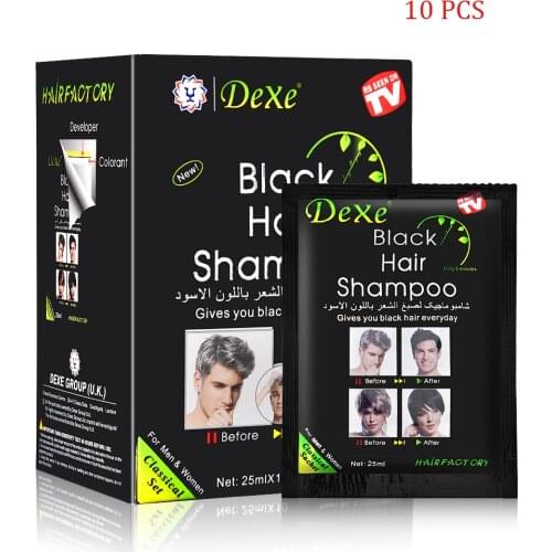 10Pcs 20Pcs Dexe Black Hair Shampoo 5 Mins Dye Hair Into Black Herb Natural Faster Black Hair Restore Colorant Shampoo Treatment
