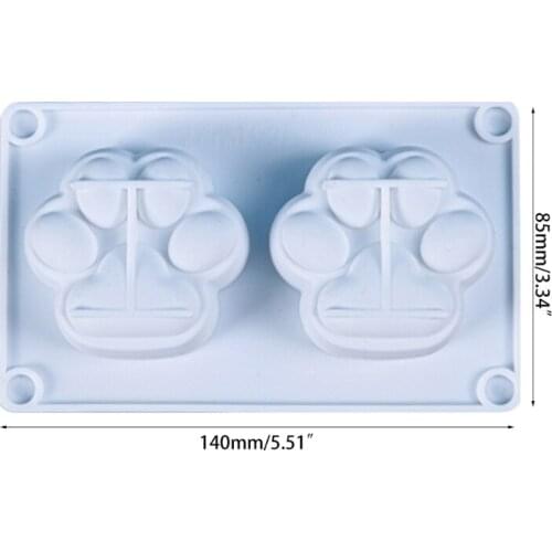 2-Cavity Cats Paws Silicone Mold Crystal Epoxy Plaster Aromatherapy Candle Mould W3JE