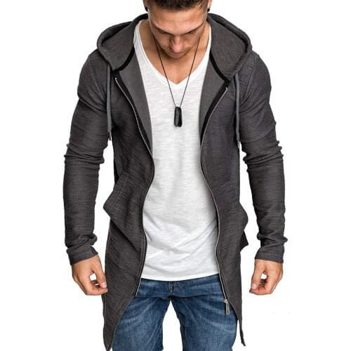 Hoodies Men Autumn Winter New Slim Solid Dovetail Sweatshirts Cardigan Casual Zipper Long Sleeve Outwear Coat Plus Size 3XL