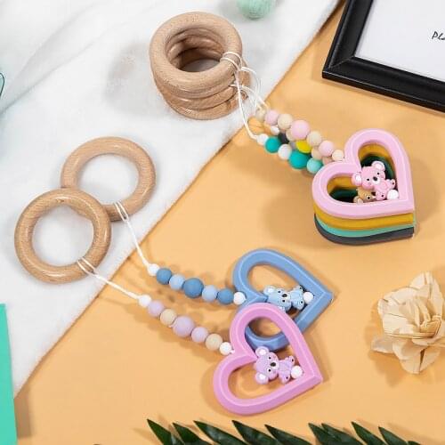 TYRY.HU 1PC Baby Teeth Care Pacifier Chain Silicone Teether Cartoon Koala Beads Crib Baby Carriage Pendant Baby Wooden Teether