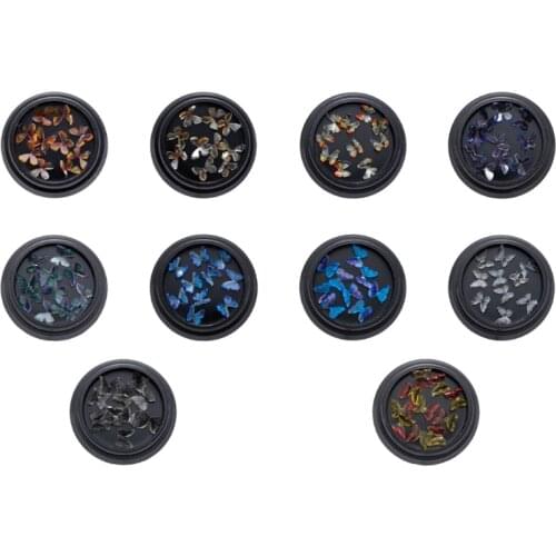 Y1UF 10Pcs/Box 3D Butterfly Shape Resin Crystal Nail Art Stickers Charms Multicolor Jewelry Decals Ornament DIY Manicure Tip