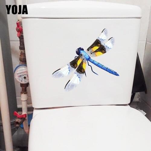 YOJA 21.9×20.5CM Dragonfly Fashion Bathroom Toilet Decoration Stickers Creative Cartoon Wall Decals T1-2781