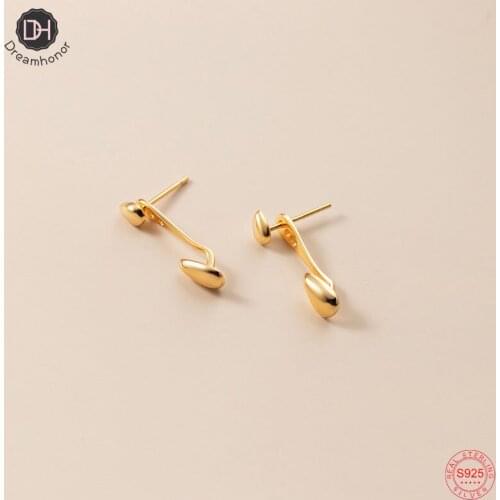 Dreamhonor 14K Gold Plated Water Tear Shape Stud Earrings For Women Ear Jewelry