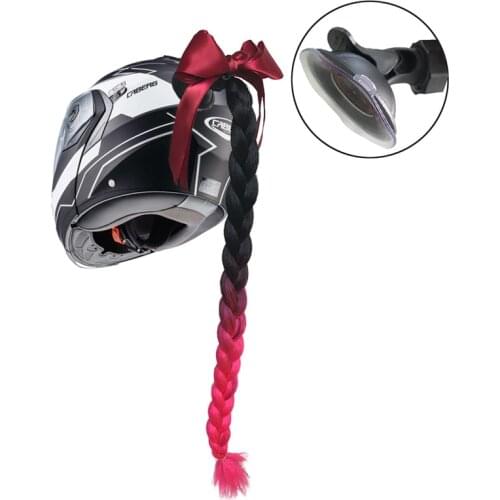 Women Helmet Twist Braids Motorcycle Ponytail Dirty Gradient Ramp Pig Tail Hair Punk Free Style Biker Helmet Decoration
