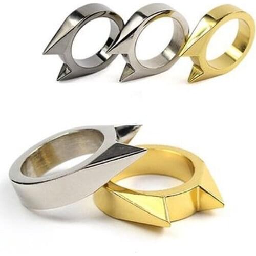 1pcs Spikes knuckle Cat Ears Ring Pendant Outdoor Survival Self-defense Self-defense Tool Women Protection Personalized Rings