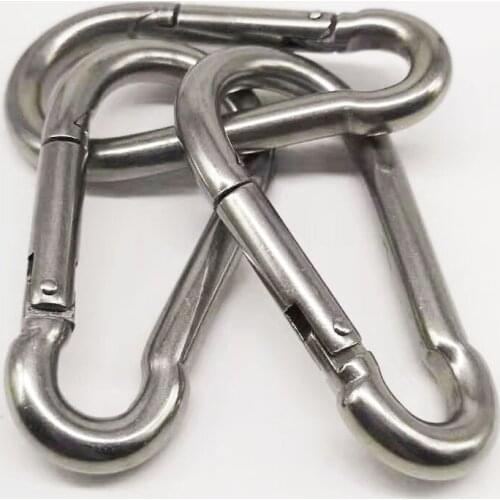 10pcs M5 Stainless Steel 304 Carabiner Carbine Snap Hook Key-Lock