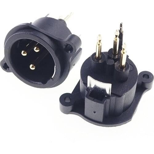 200 pcs XLR Plug 3 pin Header Male Pins Vertical Solder PCB through Holes Panel Mount Gold Plating 3 Position circular Female
