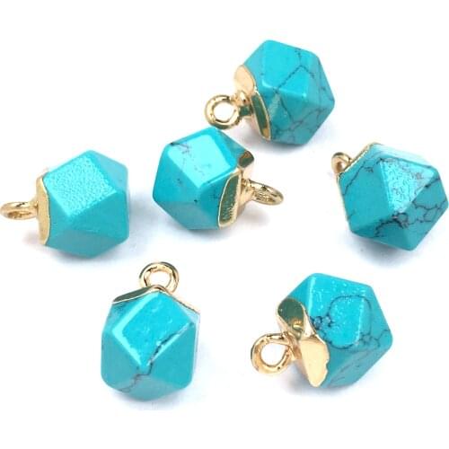 Natural Stone Geometric Shape Pendants 10 Colors Quartz Crystal Charms Pendant for Jewelry Making Necklace Accessories 3Pcs