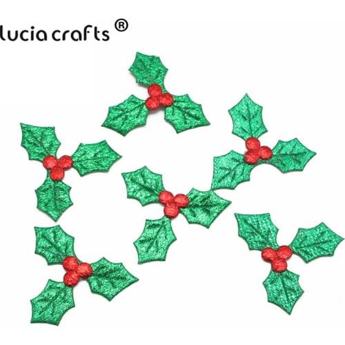50pcs/100pcs 3cm Red Fruit with Green Leaves Christmas Tree Decoration Supplies DIY Art Fabric Accessories H0353
