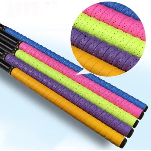 6pcs/lot Tennis Overgrip 2M Longer Keel Fishing Rod EVA PU Perforated Grips Basic Grip Tape Sweat-Absorbent Belt Non-Slip Strap