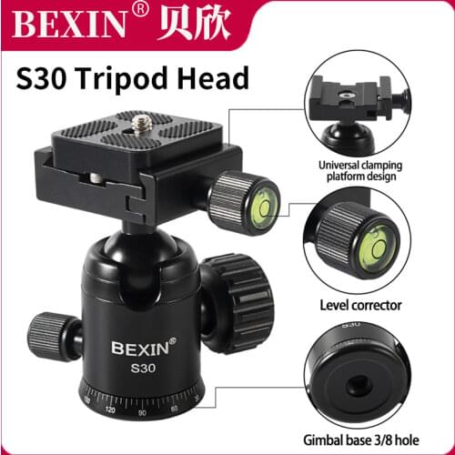 Arca swiss ball head pan/tilt aluminum alloy 360 degree rotating mini tripod ball head with SLR camera monopod