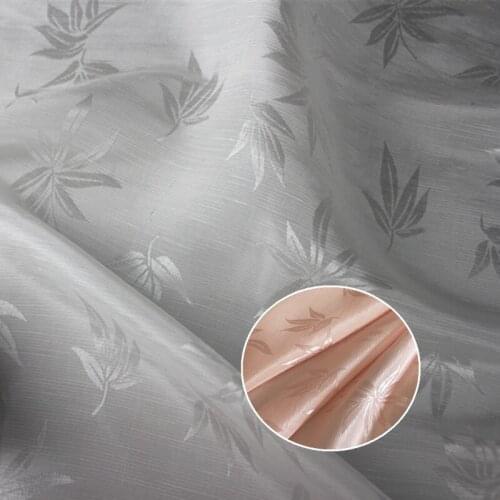 Bamboo leaf printed Silk Crepe Jcquard Fabric Special 100% Pure Silk Jacquard for Vintage Clothes DressB178