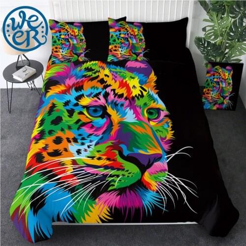 Fast & Focused Cheetah by Weer Bedding Set Leopard Duvet Cover Colorful Wild Animal Home Textiles Watercolor Bedclothes 3pcs