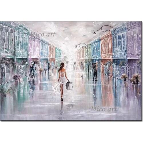 Pure Handmade Sexy Portrait Picture Canvas Paris Street Oil Painting Wall Decoration Art Unframed Paintings Artwork And Craft