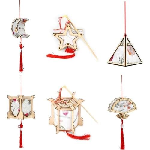 Wooden Portable Lantern with Light Lamp for Chinese New Year Spring Festival Mid-Autumn Party Celebration Home Decoration