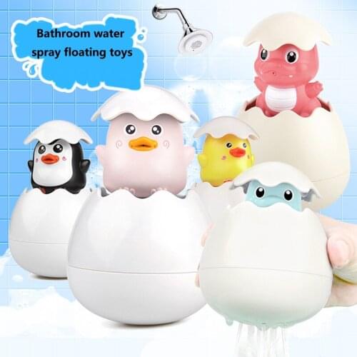 Large size baby shower toy floating water spray duckling / Penguin / Dinosaur water egg bath water play toy boy girl gift