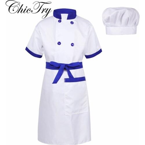 Children Chef Cook Kitchen Uniform Halloween Kids Restaurant Waiter Catering Clothing Sets for Party Cosplay Costumes Roleplay