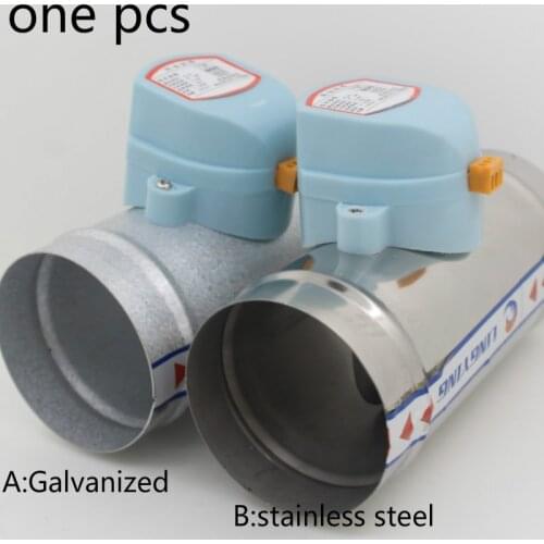 50-250mm Stainless steel galvanized electric air duct damper valve HVAC air ducting motorized air damper AC220V actuator drive