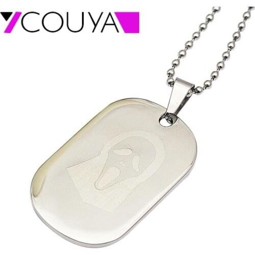 Halloween Custom Jewelry Classic Silver Color Rectangle "Ghost mask" Pendant Necklace 2016 Fashion DIY Jewelry for Women