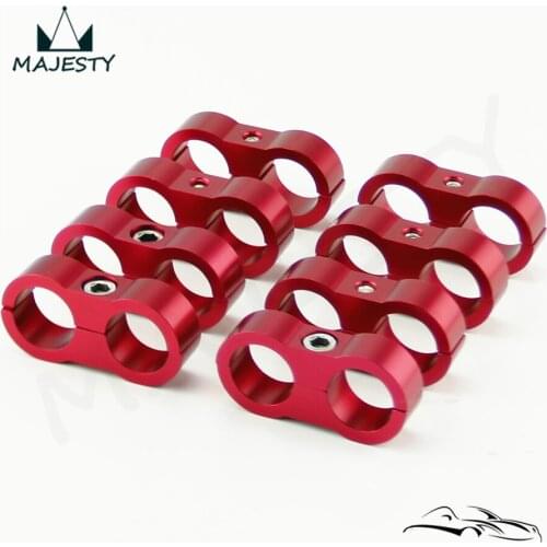RED 8pcs AN -10 AN10 19MM Black Braided Hose Separator Clamp Fitting Adapter Bracket