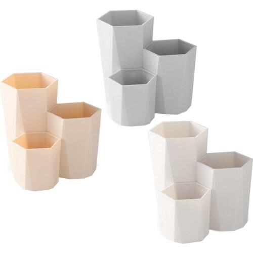 Creative Hexagonal Office Desk Home Study Table Stationery Bathroom Organizer Rack 3 Lattices Cosmetic Makeup Storage Box Holder