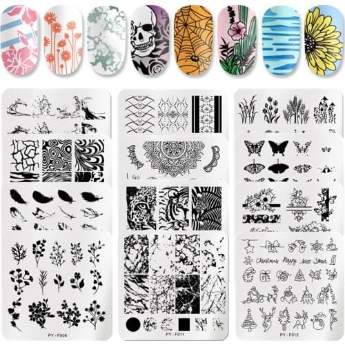 PICT You Square Stamping Plates Animal Christmas Plate Stainless Steel Nail Design Stencil Tools Nail Image Plate 50 Patterns