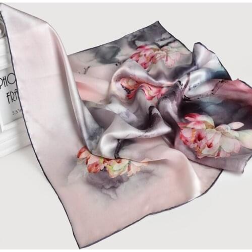 65*65cm Square Scarf Silk Neckerchief 100% Hangzhou Silk Kerchief Wraps for Ladies Printed Bandana Real Silk Square Neck Scarves