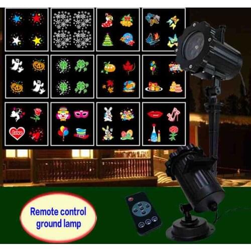 Change card lawn lamp 12 patterns snowflake lamp LED Christmas decorating lamp