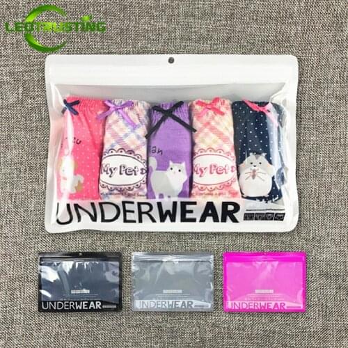 Leotrusting 50pcs 4 Colors Garment Zip Lock Bag Eco-Frinedly Plastic Window Hanging Bag Visiable Underwear/Bra Outside Pack Bag