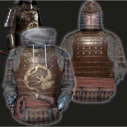 Brand Fashion Autumn Hoodies Samurai Armor 3D All Over Printed Mens Sweatshirt Unisex Zip Pullover Casual Jacket DW0154