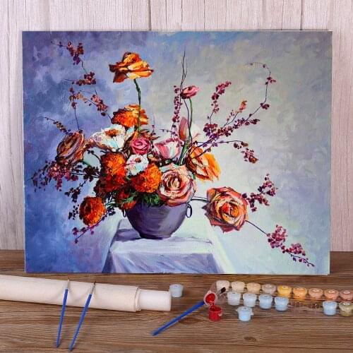 Landscape Yellow Flowers DIY Painting By Numbers Package Oil Paints 40*50 Boards By Numbers Wall Paintings For Handiwork