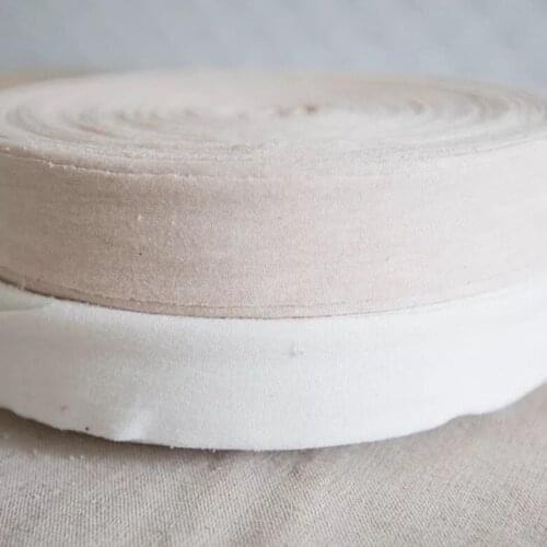 Natural Colour Organic Cotton Ribbon Fabric 38 mm Natural white green Brown color 100 meters for baby clothes cuffs and neck