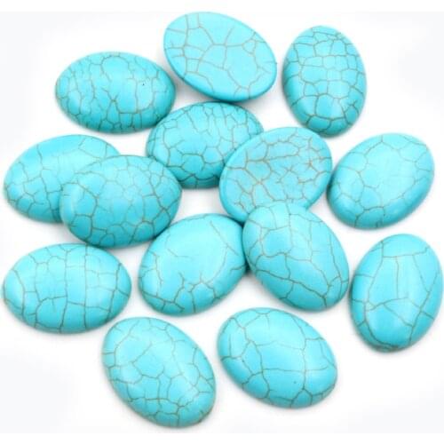 New Fashion 10pcs 18x25mm Natural turquoise Material Flat Back Cabochons Cameo G7-18