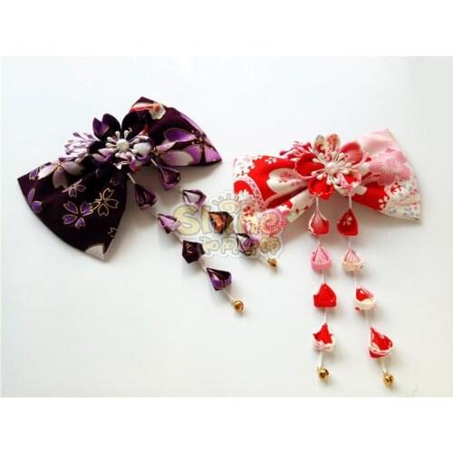 Handmade New Japanese Style Flower Hairpin Lolita Cloth Headwear Bow Knot Costume Kimono Headdress Hair Accessories Clip