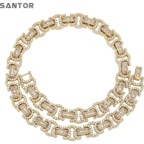 Hip Hop T Shape Necklace Chain Cuban Mens Necklace Micro Inlaid Ice Out Zircon Cuban Chain Punk Accessories