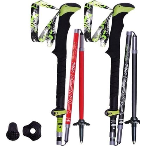 Pioneer Carbon Fiber Trekking Poles Ultralight Folding Collapsible Trail Running Hiking Walking Sticks Lightweight Canes 115cm