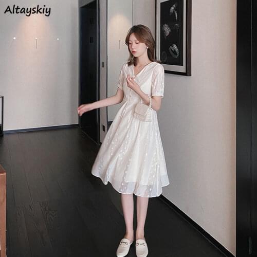 Dresses Womens New Plus Size Lace Peter Pan Collar Single Breasted Mesh Elegant Lady Office Tender Knee-length Vestidos Mujer