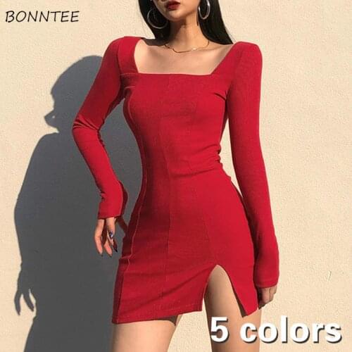 Long Sleeve Dress Women Knitting Popular Soft Harajuku Vintage Female Clothing Mom and Me Solid Fall Mini Ulzzang Simple Sheath