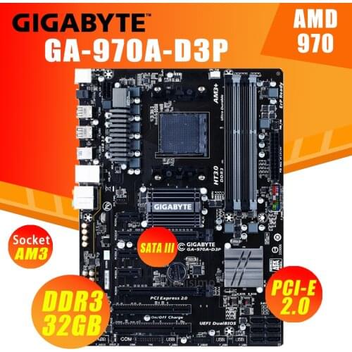 Socket AM3/AM3+ GIGABYTE GA-970A-D3P Motherboard AMD 970 DDR3 32GB Desktop 970 Placa-Mãe AM3/AM3+ FX/Phenom II/Athlon II ATX Use