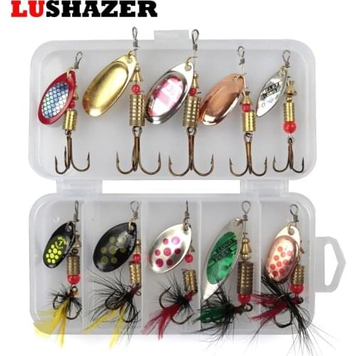 10pcs/lot LUSHAZER fishing spoon baits spinner lure 3g-7g fishing wobbler metal lures spinnerbait isca artificial free with box