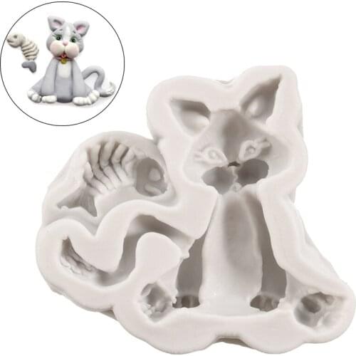 1pc Cat Silicone Cake Mould 3D Chocolate Mold Creative Cookie Candy Fondant Soap Moulds Cake Decoration Accessories Baking Tools