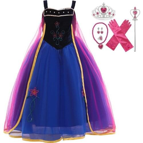 Baby Girls Snow queen Cosplay Costumes Sleeveless With Cloak For Child Party Dresses Kids Dress Up Christmas Clothing Set 2-10T