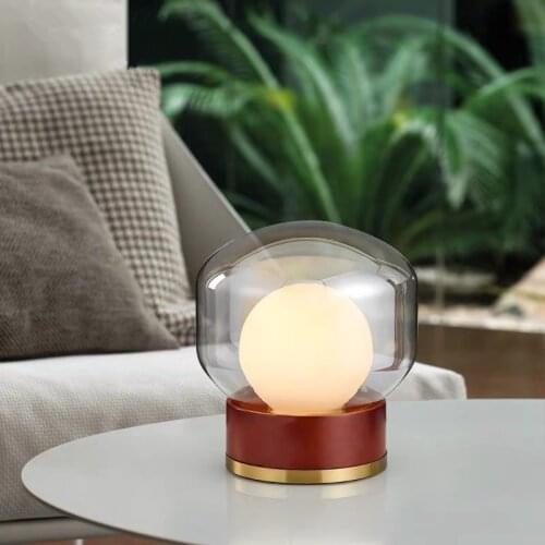 Modern Simple LED table lamp wood glass creative study living room lighting bedroom bedside desk lights