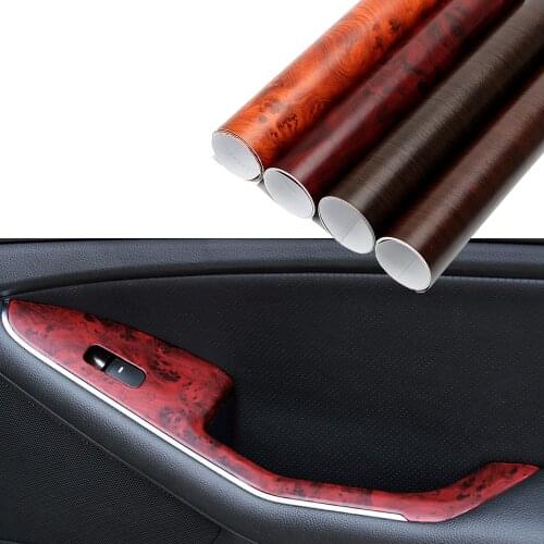 Car Styling 3D Car Stickers Wood Grain Textured 4 Colors PVC Wood Grain Auto Decors Protective Car Wrap Film 30*100cm