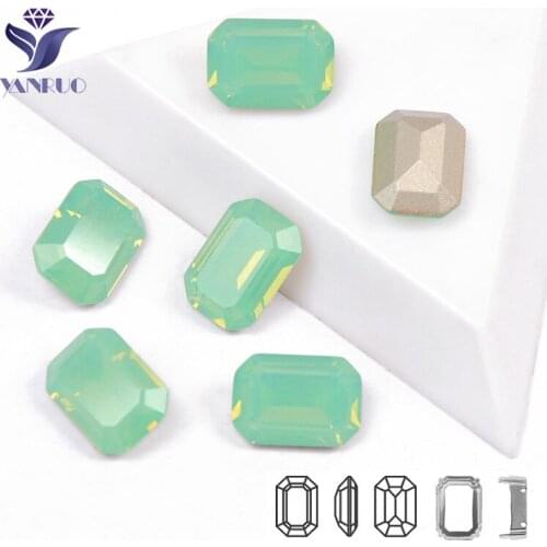 YANRUO 4610 Octagon Pacific Opal Rhinestones In Studs Glass Stones For Needlework Jewelry Stones Sewing Material Accessory