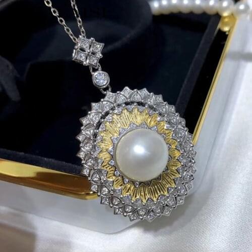 YIKALAISI New Arrivals 925 Sterling Silver Pendants Jewelry For Women 9-10mm Oblate Natural Freshwater Pearl Pendants Necklaces