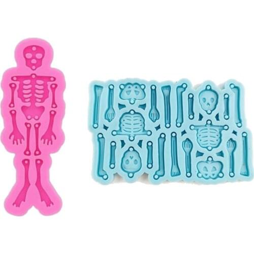 Funny Halloween Skull Bone Silicone Resin Mold Combination Bones Mould for Making Earrings Keychain Pendant Jewelry Making Tools