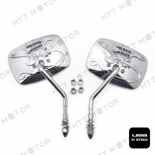 Aftermarket free shipping motorcycle partsRear View Side Mirrors For Harley Davidson Eagle Spirit Live to Ride 3D CHROMED