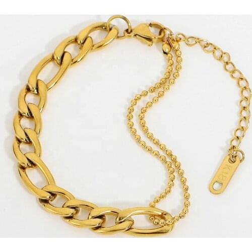 Gold Plated Stainless Steel Figaro Chain Bracelet For Women Splicing Versatile Bracelet Jewelry Accessories